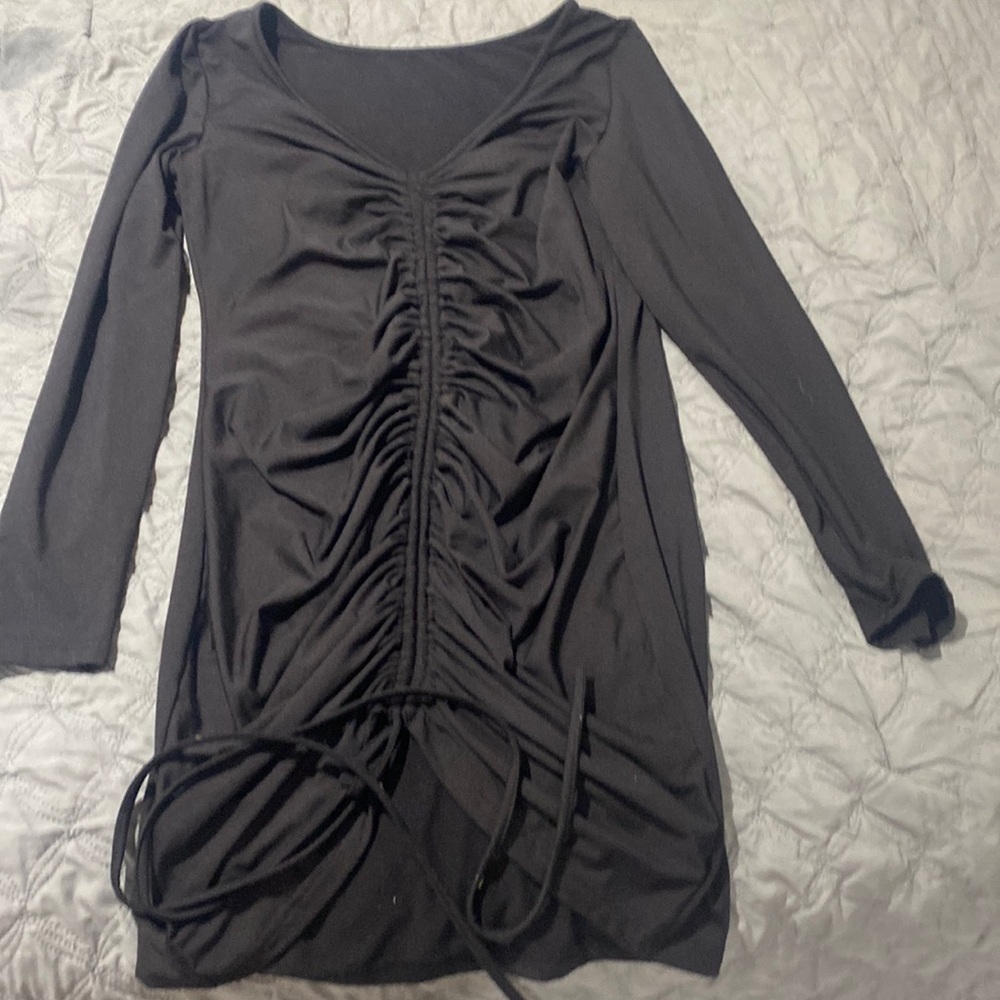 Black rouched mini dress